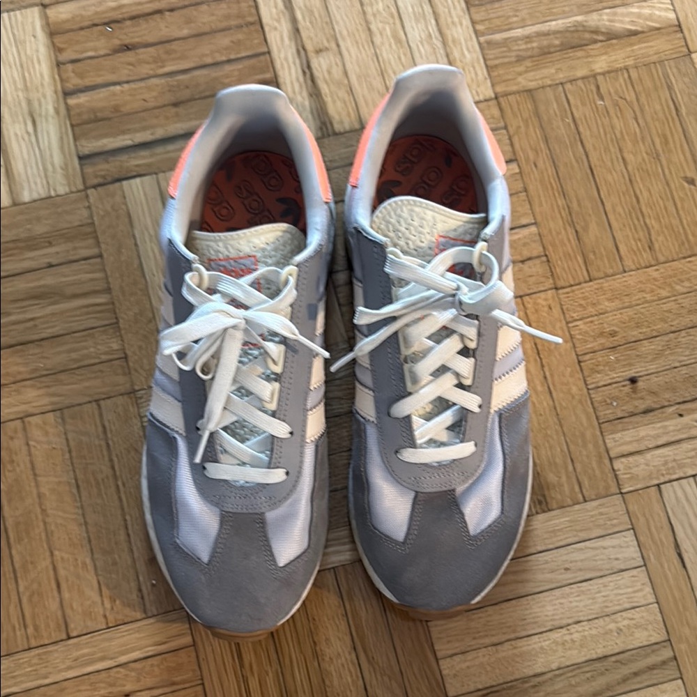 Men's Gray and Orange Adidas Athletic Sneakers